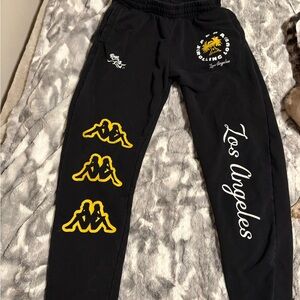 Kappa Kids Black Joggers with Yellow Details